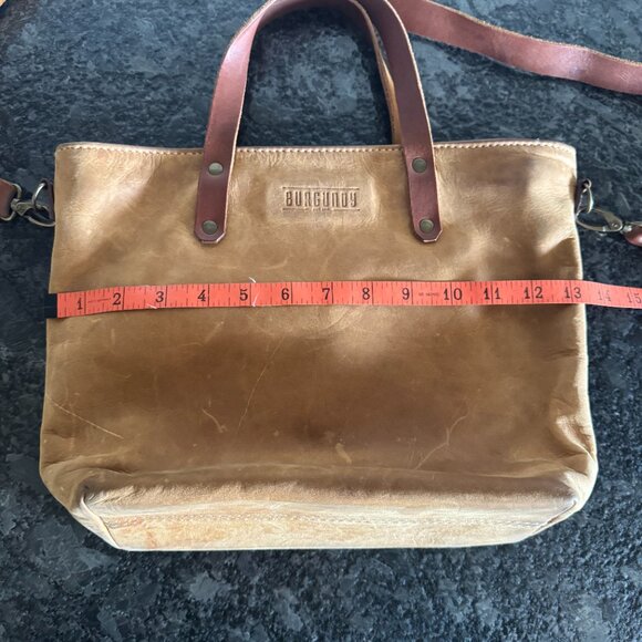 Women's toto/purse all leather shoulder/double handles by Burgundy - Picture 6 of 14